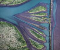Delta image of river meeting ocean