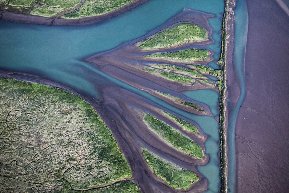 Delta image of river meeting ocean