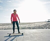 Women riding a skateboard