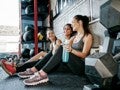 Girls chatting during a break in gym