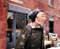 Man enjoying snowfall